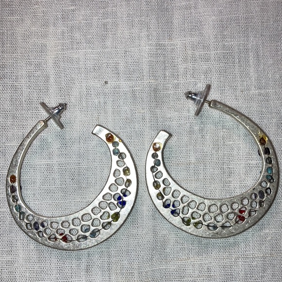 One pair like-new ST earrings w/ 9 transparent colored beads wired on $17 - Picture 3 of 5